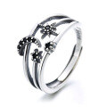 wholesale S925 Sterling Silver Fashion Korean Style Star Moon Ring Trendy Forest Style Ins Element Vintage Open Ring-0-4