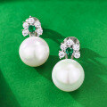 wholesale S925 Sterling Silver New Floral Mother-of-Pearl Pearl Earrings Set with High-Carbon Diamonds, Small and Chic-0-3