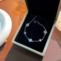 wholesale S925 Sterling Silver Lucky Four-Leaf Clover Bracelet for Women, Small and Exquisite, High-End Sense, Elegant, Delicate Engraved Hand Jewelry Gift-0-4