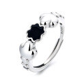 wholesale S925 Sterling Silver Korean-style Cute Cat Paw Resin Pattern Niche Design Couple's Open Ring-0-5