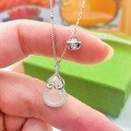 wholesale S925 Sterling Silver Agate Gourd Wealth Necklace, Fashionable Retro National Trend Style Niche Design A/B Collarbone Chain-0-5