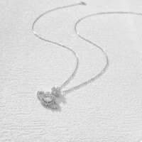 925 Silver Super Flash Full Diamond Saturn Necklace Women's Versatile Luxury Planet Collarbone Chain-S925 sterling silver + 1-carat white moissanite