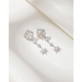 wholesale Sterling Silver S925 Snowflake Tassel Earrings for Women, Small and Exquisite Design, Luxurious and Advanced Sense, Star Long Ear Studs Ear Accessories-0-1