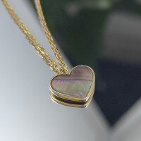 wholesale Rose Gold AU18K Heart-shaped Black Shell Necklace, Fashion Commute Love Design European-style Pendant Chain-Rose gold 18K