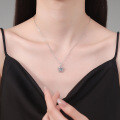 Sterling Silver Moissanite Five-Petal Flower Pendant Necklace-0-2