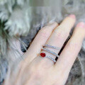 wholesale S925 Silver Zhuo Zhifan Jewelry New 4*6mm Ruby Snake Ring for Women,Ins Style-0-2