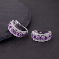 wholesale S925 Sterling Silver Unique Exquisite Natural Topaz Earrings with Group-Set Crystal Garnet Colored Gemstones-Natural chalcedony earrings