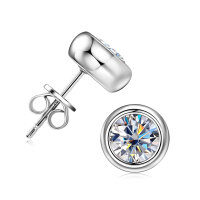 S925 Silver 1ct Moissanite Geometric Octagon Stud Earrings-Bubble earrings [White Gold] 1 carat  925 silver