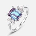 wholesale S925 Sterling Silver Gold-Plated Cross-Border New Trendy Creative Cultivated Alexandrite Ring, Simple and Stylish-0-4