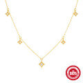 wholesale S925 Sterling Silver Four-Pointed Star Diamond Inlaid Stackable Versatile Collarbone Necklace,-0-0