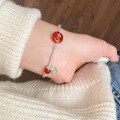 wholesale S925 Silver Nalan New Chinese Style Sweet Ins Wind Red Agate Peace Buckle Attracting Wealth and Blessings Broken Silver Bracelet S7867-0-1