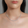 925 Silver 2mm 3-Point Moissanite Single Row Four-Prong Full Diamond Pendant Necklace-0-2