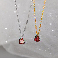 wholesale S925 Sterling Silver Fresh and Sweet Ins Style Retro Exquisite Design Red Diamond Heart Necklace Y01385-Silver 925 silver
