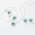 wholesale S925 Sterling Silver Gold-Plated, Vintage-inspired Cross-border New Clover Hollow Out Cultivated Emerald Stud Earrings for Women-0-4