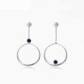 wholesale Metal Geometric Exaggerated Large Hoop Earrings Natural Amethyst Earrings Nine Purple Fire Cross-Border Circular Earrings for Women-0-4