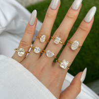 wholesale S925 Sterling Silver Wedding Series New Women's Ring with Love Heart, Waterdrop, Geometric Zircon Design, Simple and Fashionable-DY120762-SG-WH 9