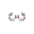 wholesale 925 Sterling Silver Flower Earrings for Women, Light Luxury Niche Design with Zircon, Shell, Butterfly Stud Earrings, High-End Sense and Elegant Ear Accessories-0-4