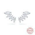 wholesale S925 Sterling Silver Marquise Diamond Floral Petal Stud Earrings,-0-4