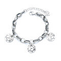 wholesale S925 Sterling Silver Retro Vintage European Heavy Duty Smiley Clover Heart Thick Chain Bracelet Accessory for Women-0-4