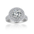 wholesale Metal material first, Yun Tong Jewelry 80mm Round 2 Carat Moissanite Engagement Ring for Women, Double Layer Circle Halo Stackable Ring Set-0-0