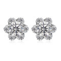 wholesale S925 sterling silver moissanite snowflake earrings, women's daily Korean-style hypoallergenic ear jewelry, birthday gift for girlfriend-0-0