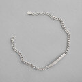 wholesale S925 Sterling Silver Korean Style Fashion Geometric Smooth Long Chain Bracelet Pendant Women's Silver Jewelry-0-0