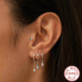 wholesale S925 Sterling Silver Marquise Diamond Hoop Earrings with Ear Clasps, Trendy INS Minimalist Style-0-3