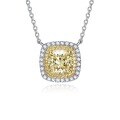 wholesale [Electroplated White Gold] Stumu Jewelry New Yellow Diamond 8*8 Fancy Square High Carbon Diamond Electric Gold Necklace Luxurious Micro-Set Pendant for Women-0-5