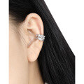 wholesale S925 Sterling Silver Textured Asymmetrical Openwork Ear Cuffs for Women, Minimalist and Edgy Ins Style-0-3