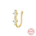 wholesale S925 Sterling Silver Geometric Teardrop Lightning Rhinestone Nose Cuff Piercing Jewelry-0-6