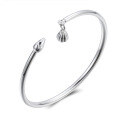 wholesale S999 solid silver hanging lotus seed pod solid smooth pure silver bracelet genuine women's fashionable open bangle wholesale-0-4