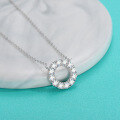 wholesale S925 Sterling Silver Moissanite Full Pavé Circle Necklace for Women, Minimalist Design Pendant, Luxe Personality Round Lock-0-2