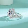 wholesale S925 Sterling Silver 10 Carat Moissanite Heart Blossom Ins Fashion Ring Cross-Border E-commerce Wholesale-0-2