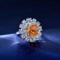 wholesale 925 silver new jewelry 5ct color-changing orange rose ring 10*10 high-carbon diamond floral style women's ring-0-2