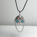 wholesale Metal material, high-end natural mineral turquoise owl pendant women's ins lightweight luxury versatile-0-3