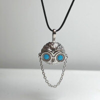 wholesale Metal material, high-end natural mineral turquoise owl pendant women's ins lightweight luxury versatile-Turquoise Owl Pendant 925 Silver