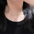 wholesale S925 Sterling Silver Light Luxury Sparkling Marquise Aquamarine Zircon Necklace for Women, Olive Pendant Gemstone Collarbone Chain Retro Style-0-4