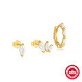 wholesale S925 Sterling Silver Floral Marquise Diamond Stud Earrings and Hoop Set-0-7