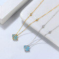 wholesale 14K gold and S925 sterling silver necklace with natural aquamarine and diamond pendant, factory direct-0-3