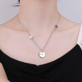 wholesale S925 Sterling Silver Korean Dongdaemun Smiley Pendant Connector Side Chain Round Plate English Necklace-0-2