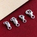wholesale 925 Sterling Silver Lobster Claw Clasp Square Clasp Silver Clasp Bracelet End Clasp Handmade Braided String Beading Silver Hook DIY Silver Accessories-0-0