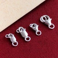 wholesale 925 Sterling Silver Lobster Claw Clasp Square Clasp Silver Clasp Bracelet End Clasp Handmade Braided String Beading Silver Hook DIY Silver Accessories-One small lobster clasp