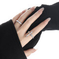 wholesale S925 Sterling Silver 2031 Cross Ring for Women, High-End Sense, Niche, Individual, Trendy, Unisex, Vintage, Heavy Work Index Finger Ring-0-1