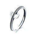wholesale S925 Sterling Silver Korean Style Asymmetrical Minimalist Line Heart Knot Creative Adjustable Ring for Women-0-5