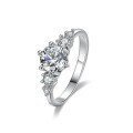 S925 Sterling Silver 1ct Moissanite Six-Claw Ring, Ultra Sparkling Light Luxury Niche Style Cross-Border Wholesale-0-3