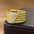 wholesale S925 gold-plated metal, Mu Jing new European and American style simple and elegant beaded ring with diamonds for women, available for drop shipping-0-1