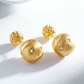 24K Gold Plated Silver Needle Copper Ear Stud with Gourd and Compass Design-0-7
