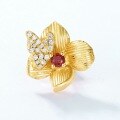 wholesale 10K Gold Plated 925 Silver Original Design Spring Garden Series Earrings Fashionable Flower Garnet Earrings-0-2