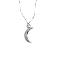 wholesale S925 Sterling Silver XL002 Korean Ins Small and Minimalist Design Versatile Moon Pendant with Micro-Paved Zirconia Necklace for Women-Platinum 925 silver