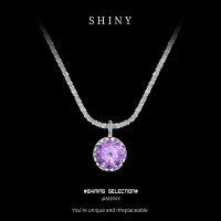 S925 Sterling Silver Moissanite Pendant Necklace, D-Color Crown Design, Light Luxury Style.-S925 sterling silver + 50 points purple moissanite  925 silver